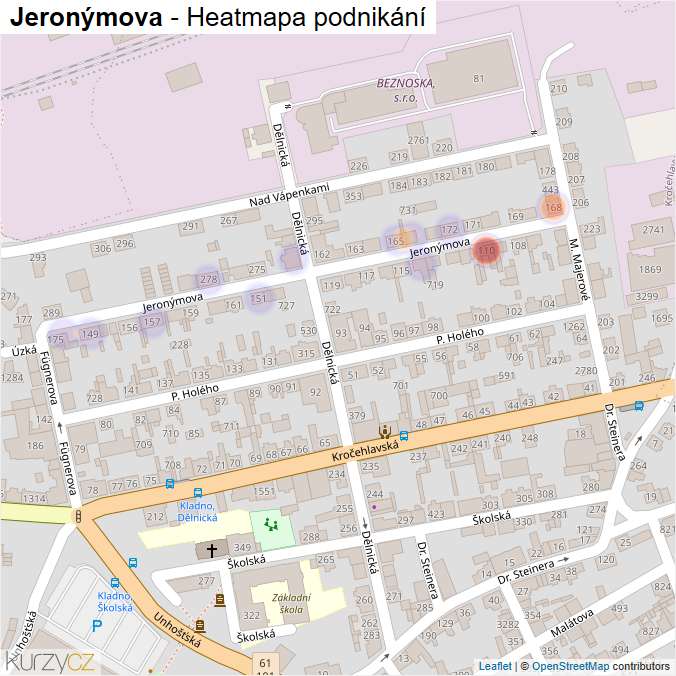 Mapa Jeronýmova - Firmy v ulici.