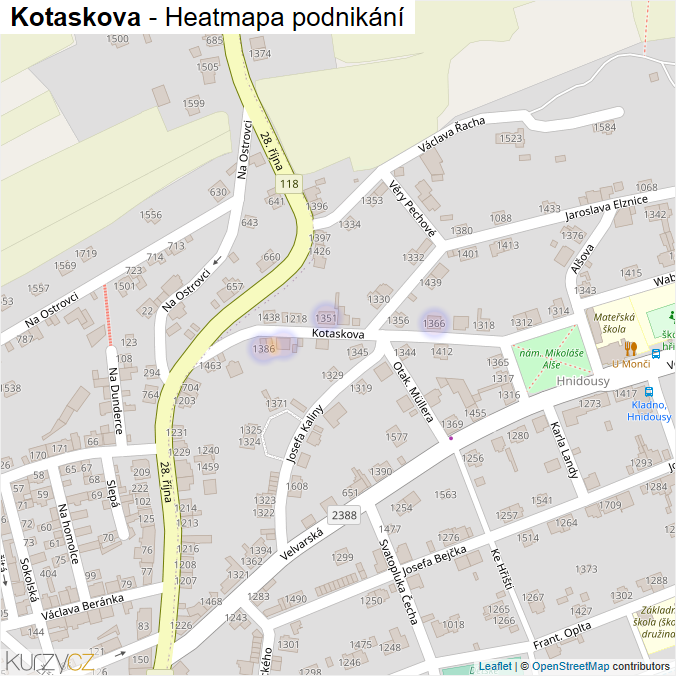 Mapa Kotaskova - Firmy v ulici.