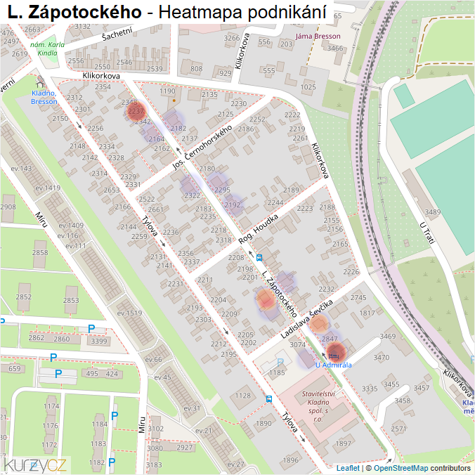 Mapa L. Zápotockého - Firmy v ulici.