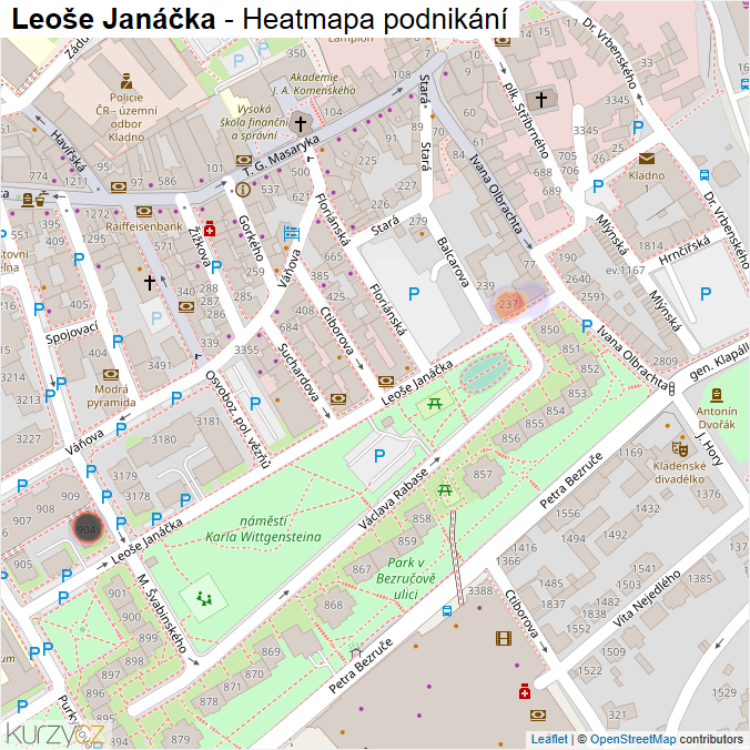 Mapa Leoše Janáčka - Firmy v ulici.