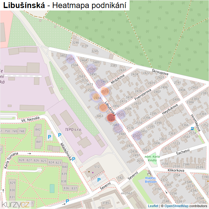 Mapa Libušínská - Firmy v ulici.