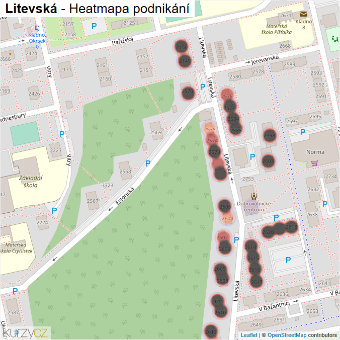 Mapa Litevská - Firmy v ulici.