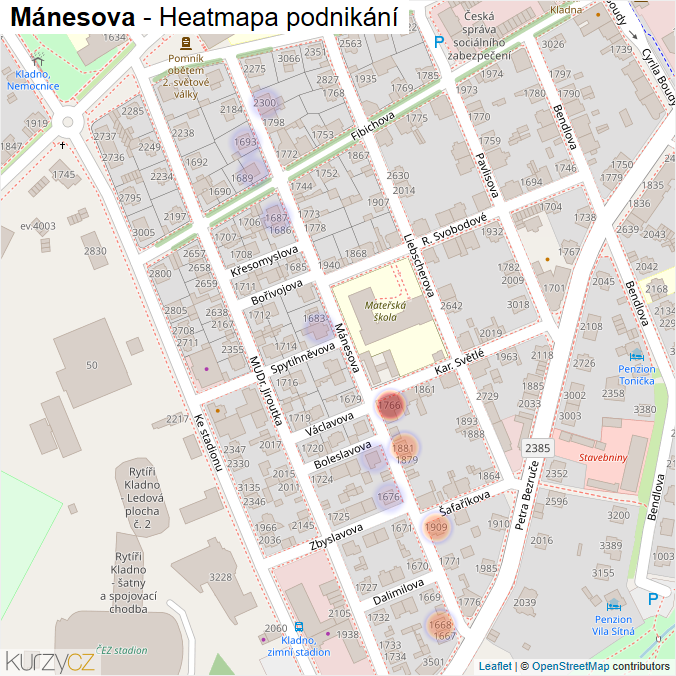 Mapa Mánesova - Firmy v ulici.
