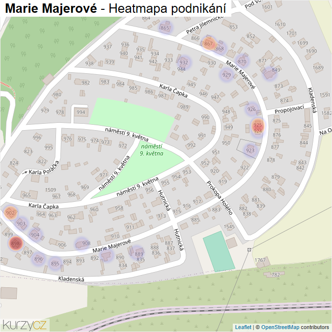 Mapa Marie Majerové - Firmy v ulici.