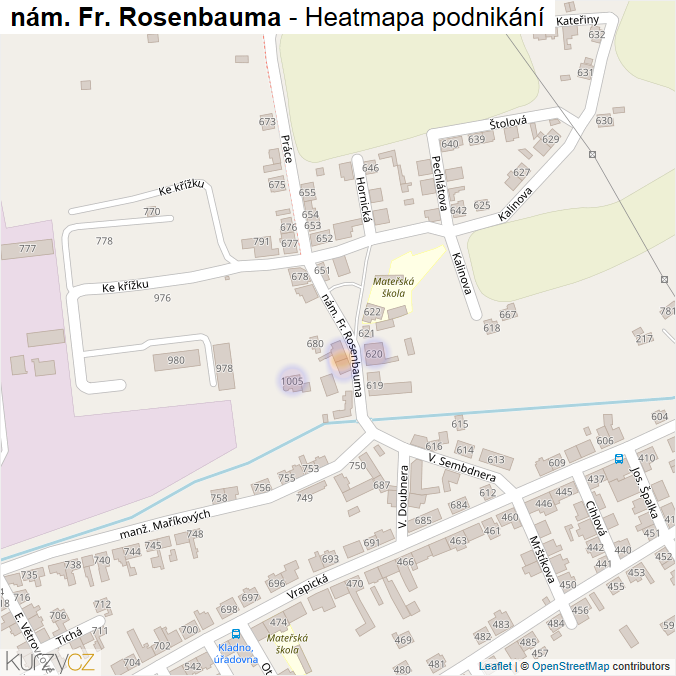 Mapa nám. Fr. Rosenbauma - Firmy v ulici.