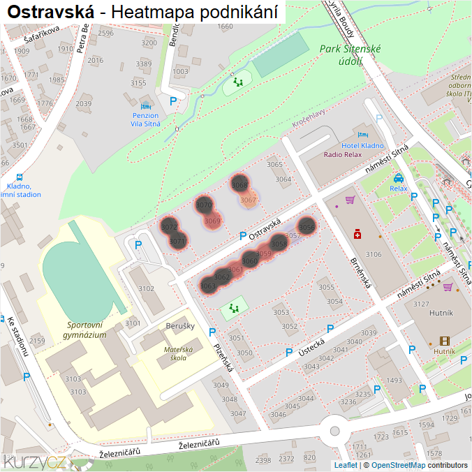 Mapa Ostravská - Firmy v ulici.