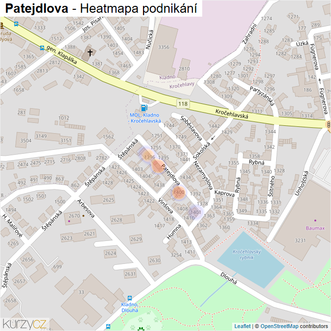 Mapa Patejdlova - Firmy v ulici.