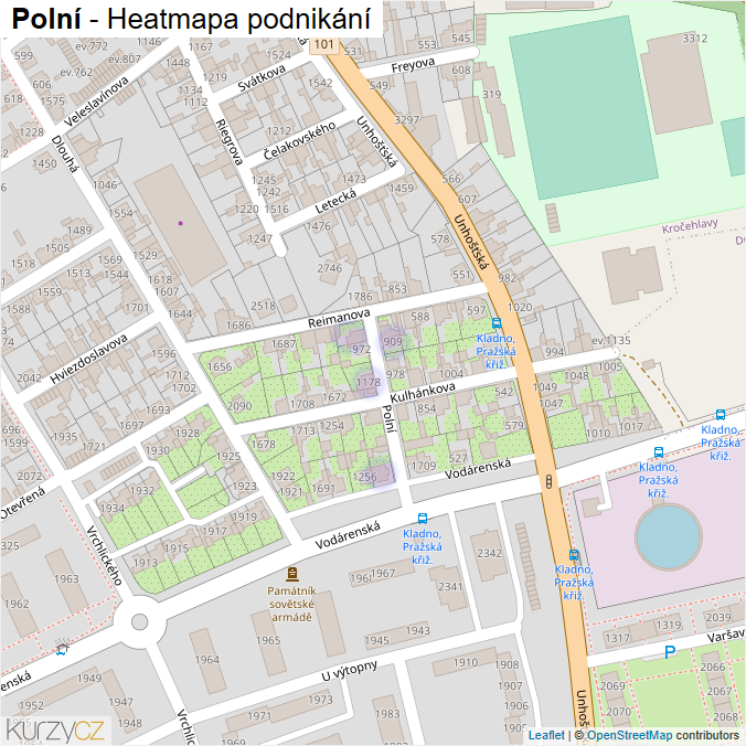 Mapa Polní - Firmy v ulici.