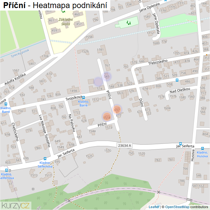 Mapa Příční - Firmy v ulici.