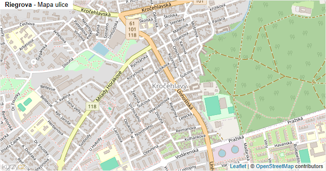 Riegrova - mapa ulice