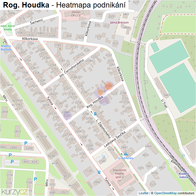 Mapa Rog. Houdka - Firmy v ulici.