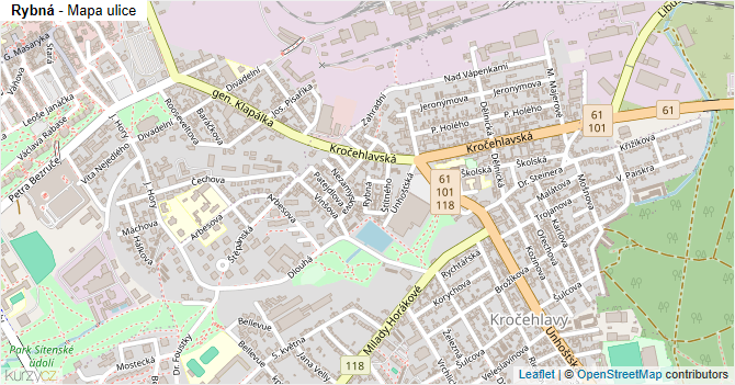 Rybná - mapa ulice