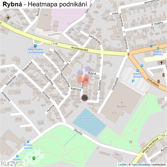 Mapa Rybná - Firmy v ulici.