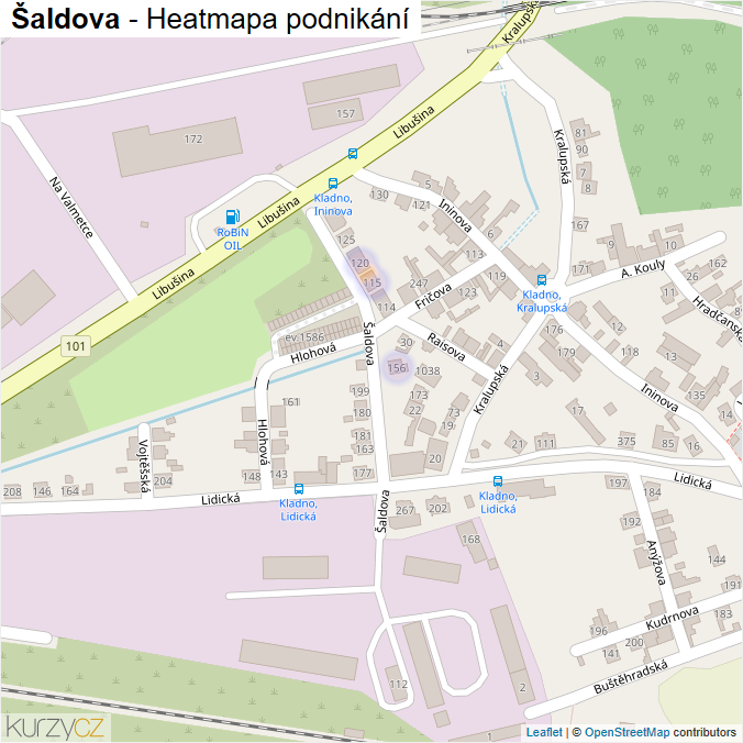 Mapa Šaldova - Firmy v ulici.