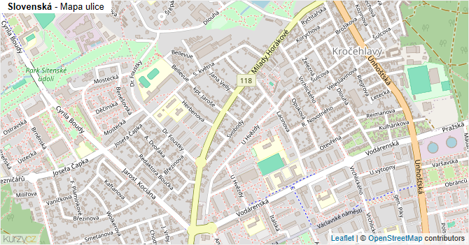 Slovenská - mapa ulice