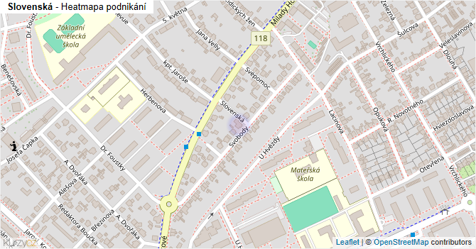 Slovenská - mapa podnikání