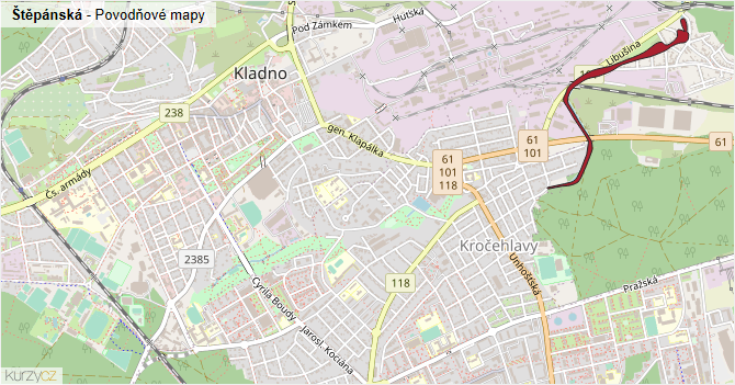 Štěpánská - záplavové mapy stoleté vody