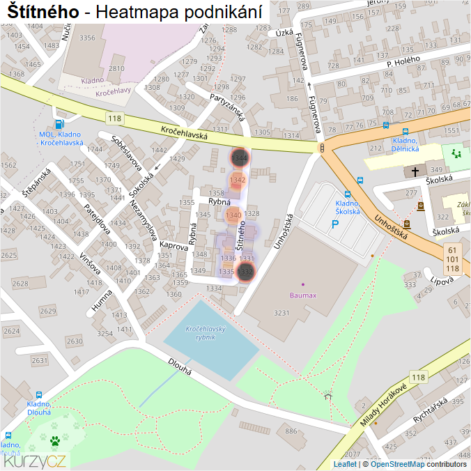 Mapa Štítného - Firmy v ulici.