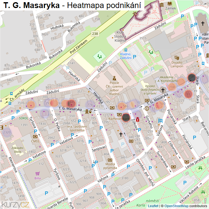 Mapa T. G. Masaryka - Firmy v ulici.