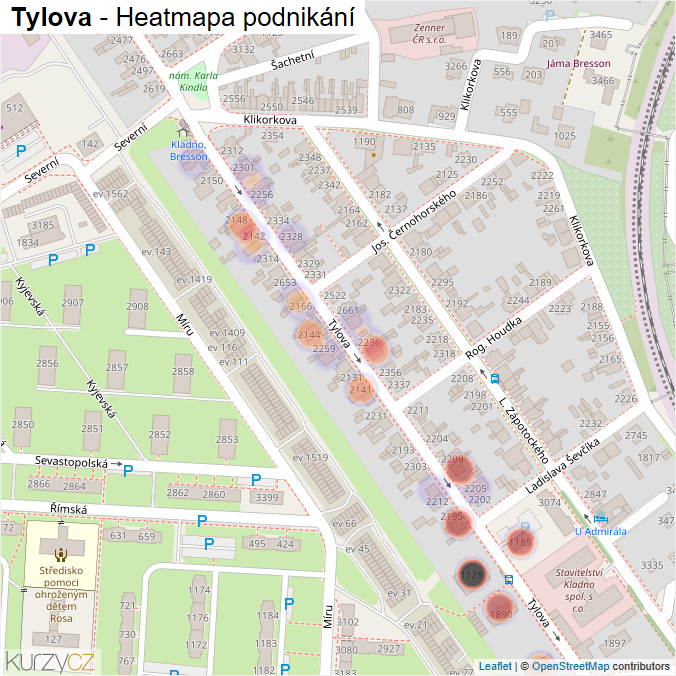 Mapa Tylova - Firmy v ulici.