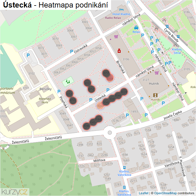 Mapa Ústecká - Firmy v ulici.