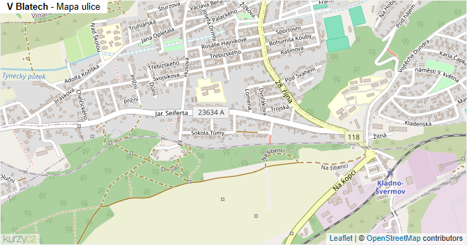 V Blatech - mapa ulice