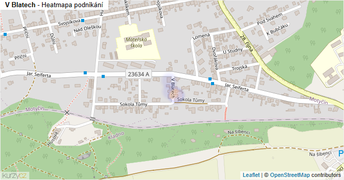 V Blatech - mapa podnikání