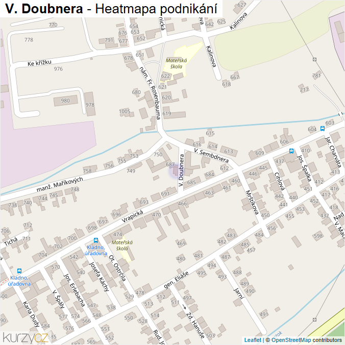Mapa V. Doubnera - Firmy v ulici.