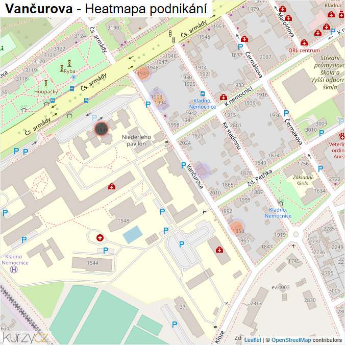 Mapa Vančurova - Firmy v ulici.