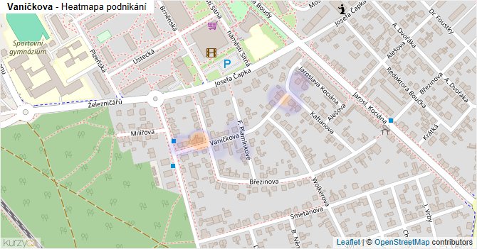 Vaníčkova - mapa podnikání