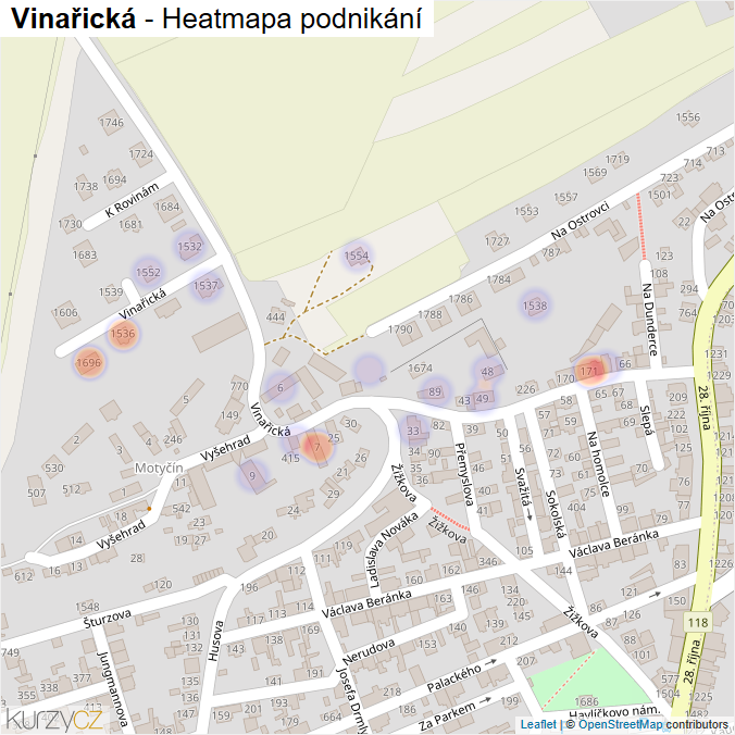 Mapa Vinařická - Firmy v ulici.