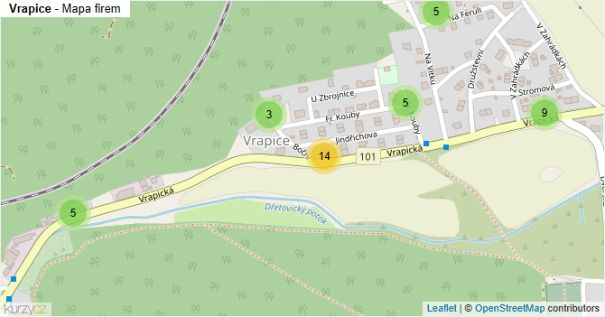Vrapice - mapa firem