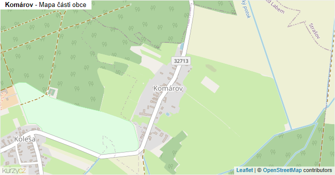 Komárov - mapa části obce