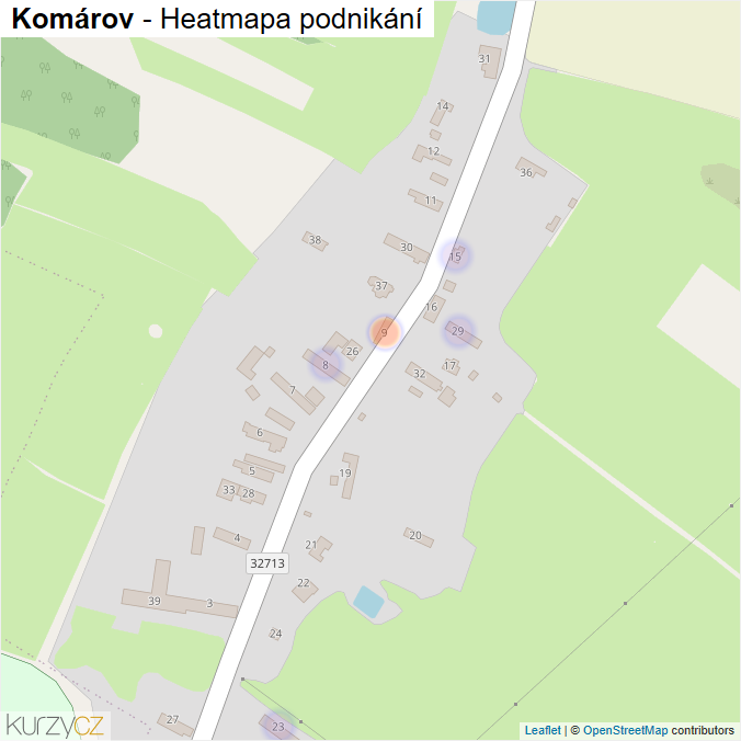 Mapa Komárov - Firmy v části obce.