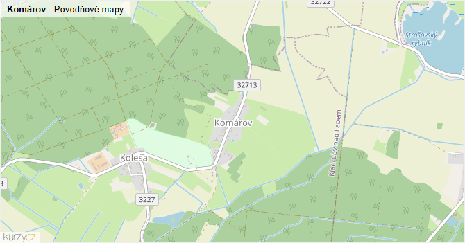 Komárov - záplavové mapy stoleté vody