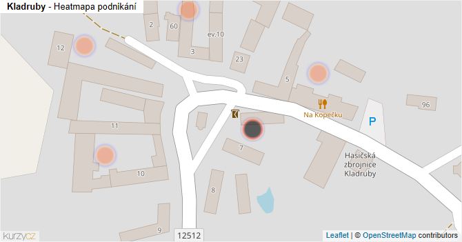 Kladruby - mapa podnikání