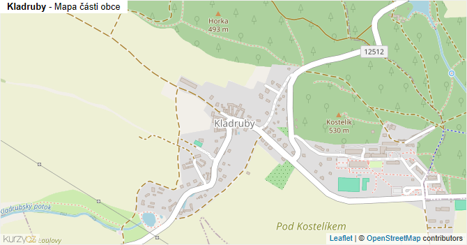 Kladruby - mapa části obce