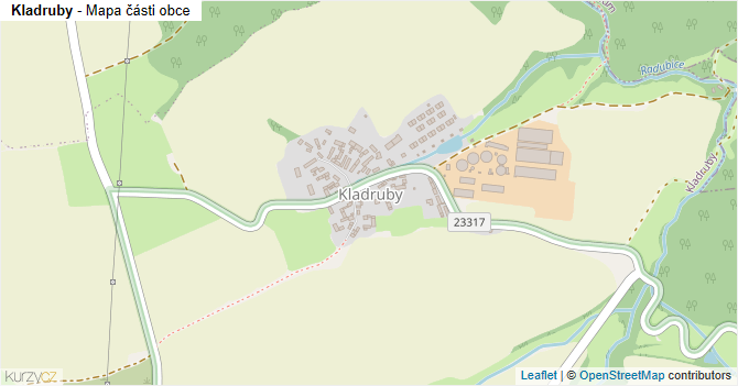 Kladruby - mapa části obce