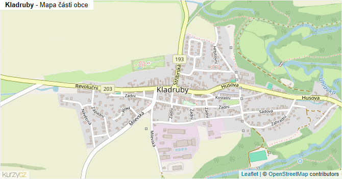 Kladruby - mapa části obce