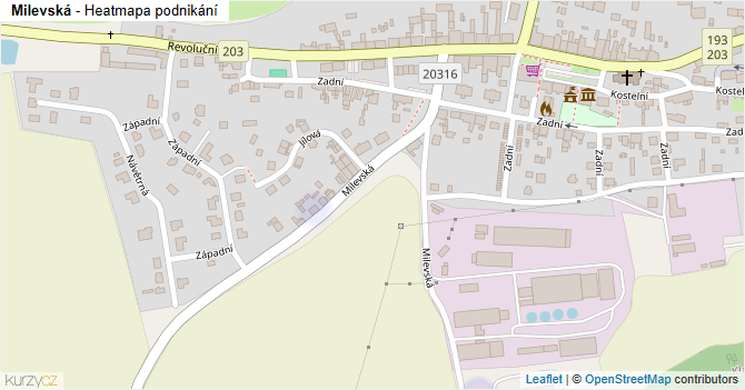 Milevská - mapa podnikání