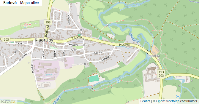 Sadová - mapa ulice