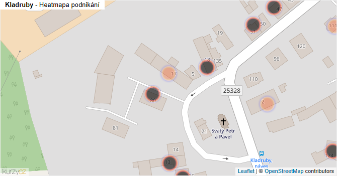 Kladruby - mapa podnikání