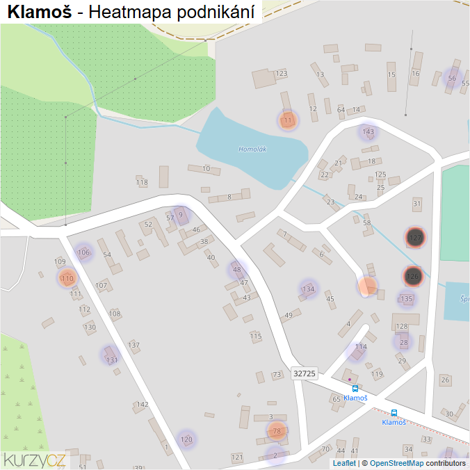 Mapa Klamoš - Firmy v části obce.