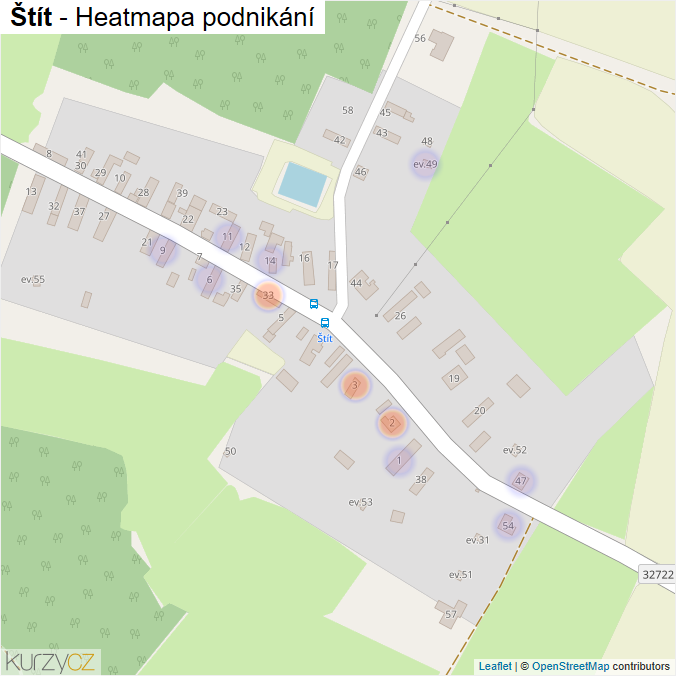 Mapa Štít - Firmy v části obce.