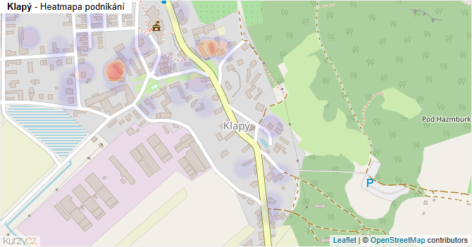 Klapý - mapa podnikání