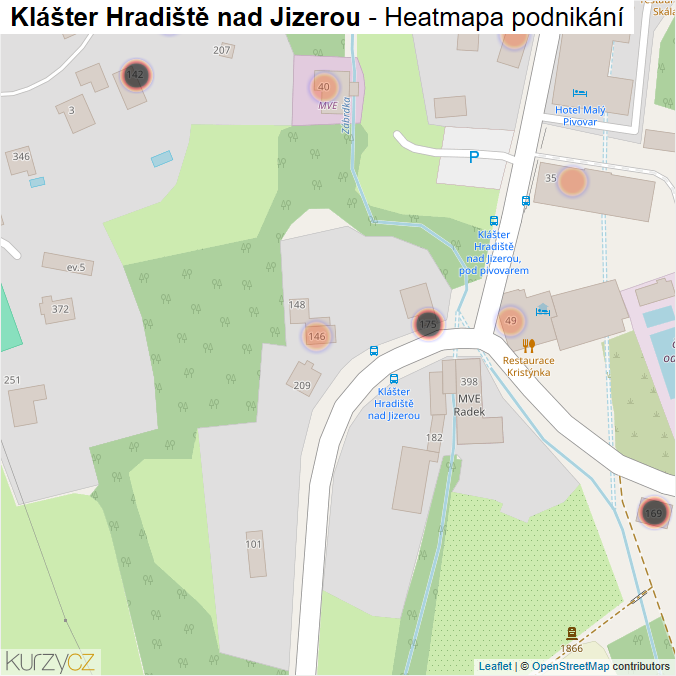 Mapa Klášter Hradiště nad Jizerou - Firmy v obci.