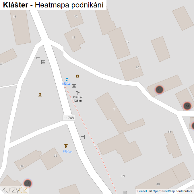 Mapa Klášter - Firmy v obci.