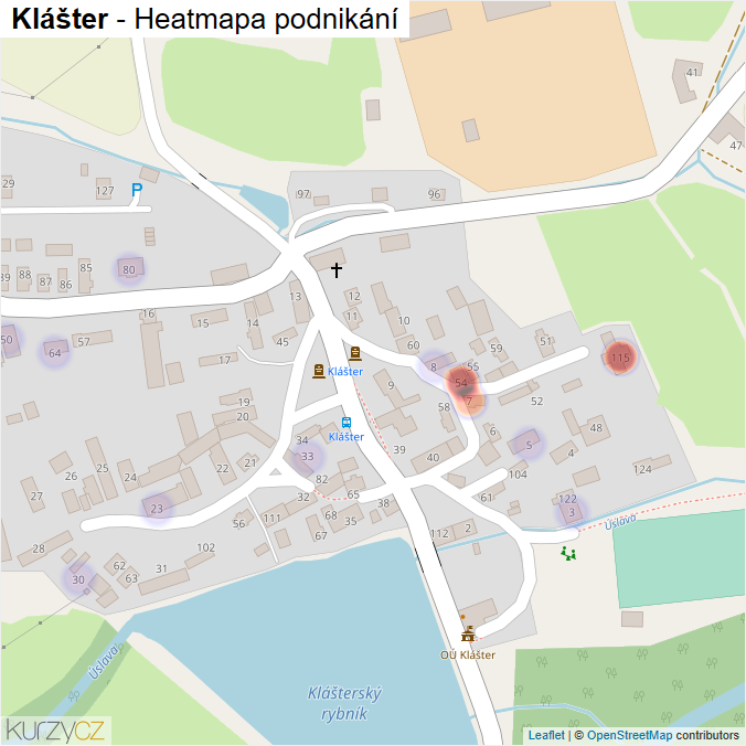 Mapa Klášter - Firmy v části obce.