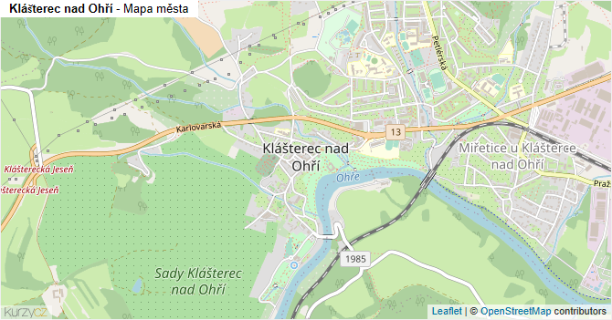 Klášterec nad Ohří - mapa města