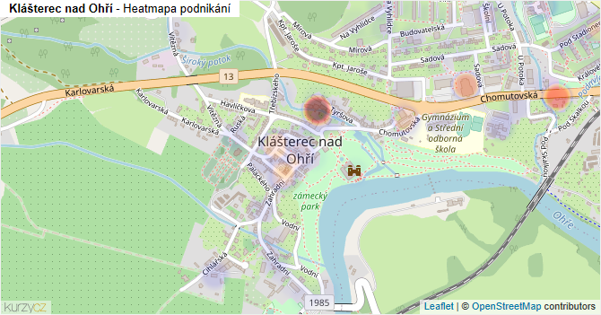 Klášterec nad Ohří - mapa podnikání